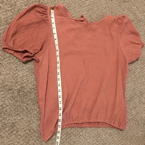 Eden & Olivia 100% Cotton Blush Pink Gauzy Top with Tie back Women's size Large - Picture 8 of 9